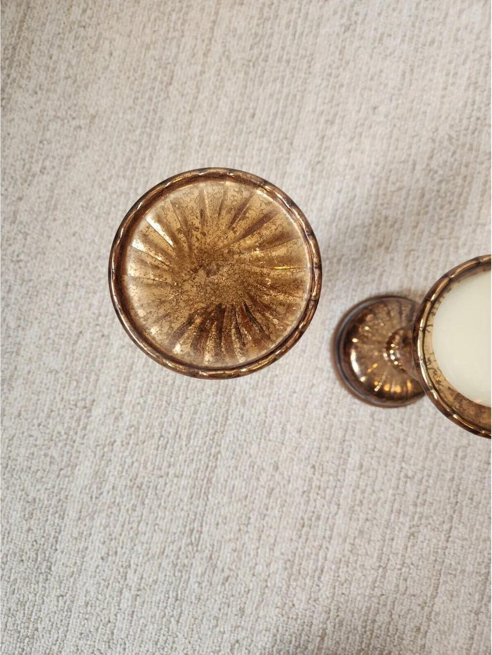 Vintage Candle Stands set of 2 Battery Lights Brass Gold Pineapple Style Light